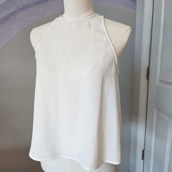 American Apparel Tops - American Apparel | Small | White Crepe Open Back High Neck Sleeveless Tank